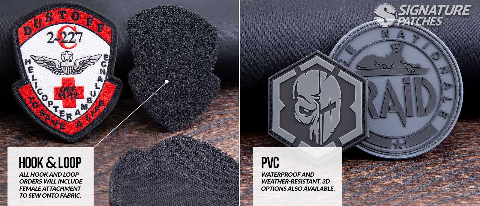 Comparison of hook and loop backed firefighter patches versus PVC patches