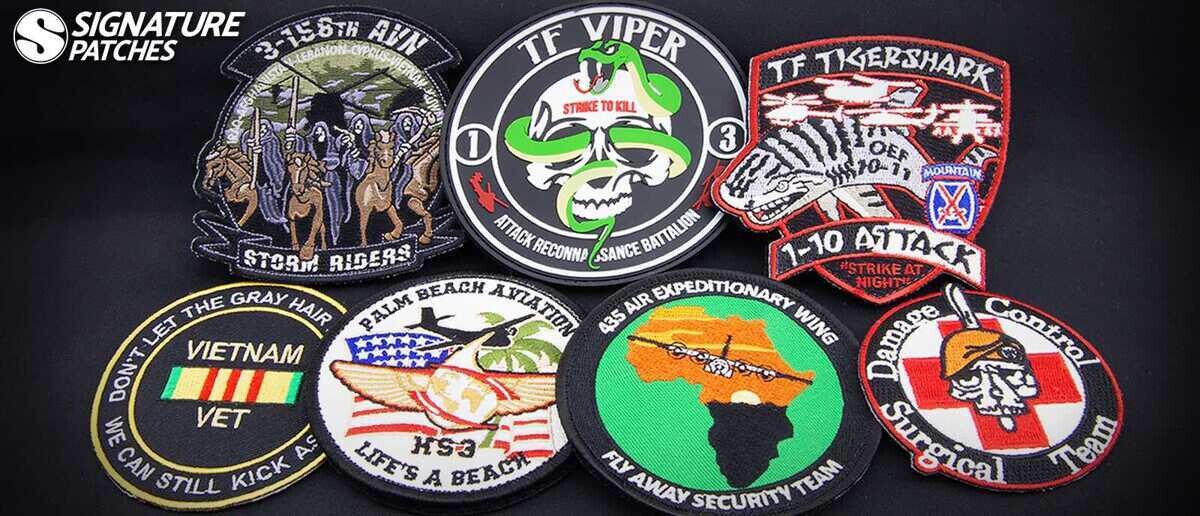 Custom military morale patches with humorous designs and unit humor