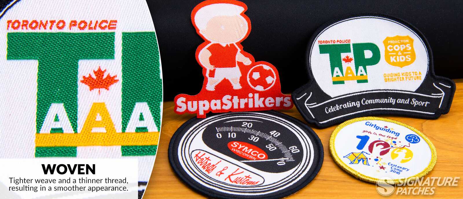 Woven morale patches with detailed artwork and smooth texture