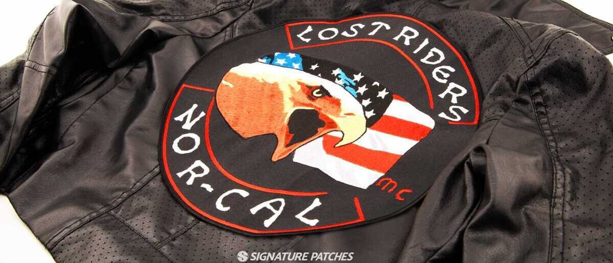 Biker vest patches including back patches, rockers, and front chest patches