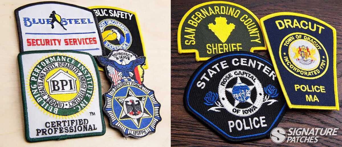 Employee name patches with company branding and professional designs