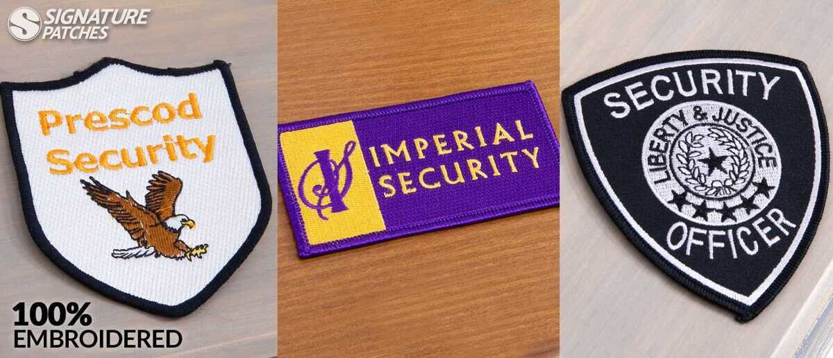 Security uniform patches with badge designs and authority emblems